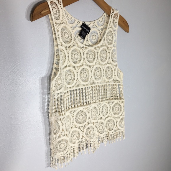 Boho Cream Crochet Tank Top Festival - Picture 9 of 14